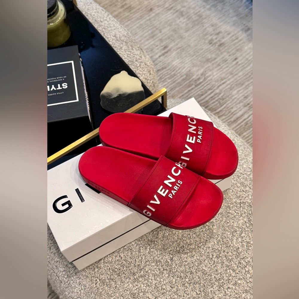 Givenchy red logo flat slides 39 with receipt
